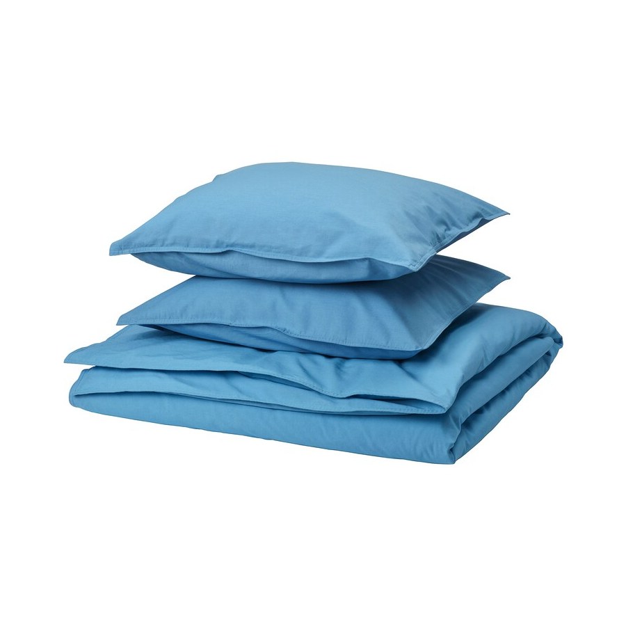 комплект постельного белья ikea sorgmantel 240x220 50x60 см белый зеленый Комплект постельного белья Ikea Angslilja, 3 предмета, 240x220/50x60 см, голубой