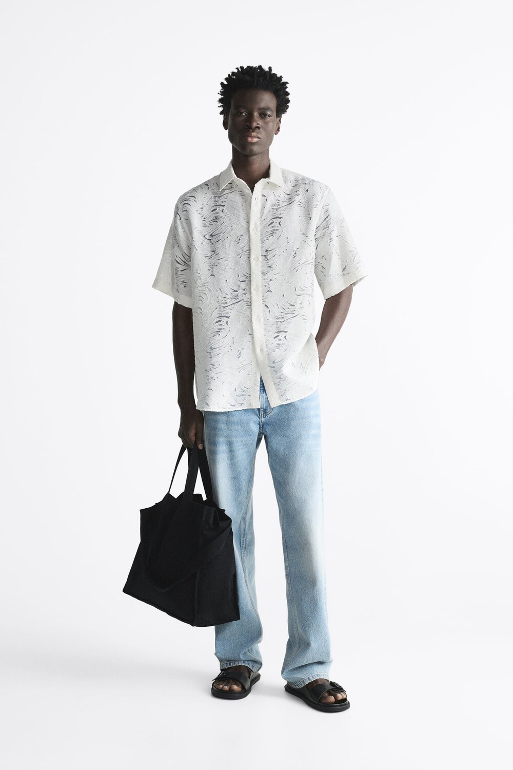 

Жаккардовая рубашка ZARA, белый