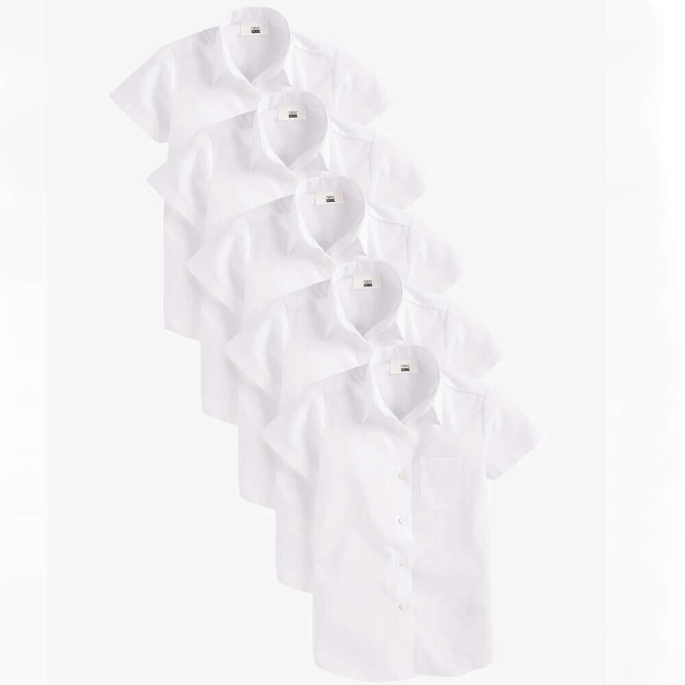 Комплект рубашек для девочки Next, 5 штук, белый мужская гавайская рубашка с принтом кокосового дерева повседневная пляжная рубашка с короткими рукавами отложным воротником и одной пуго