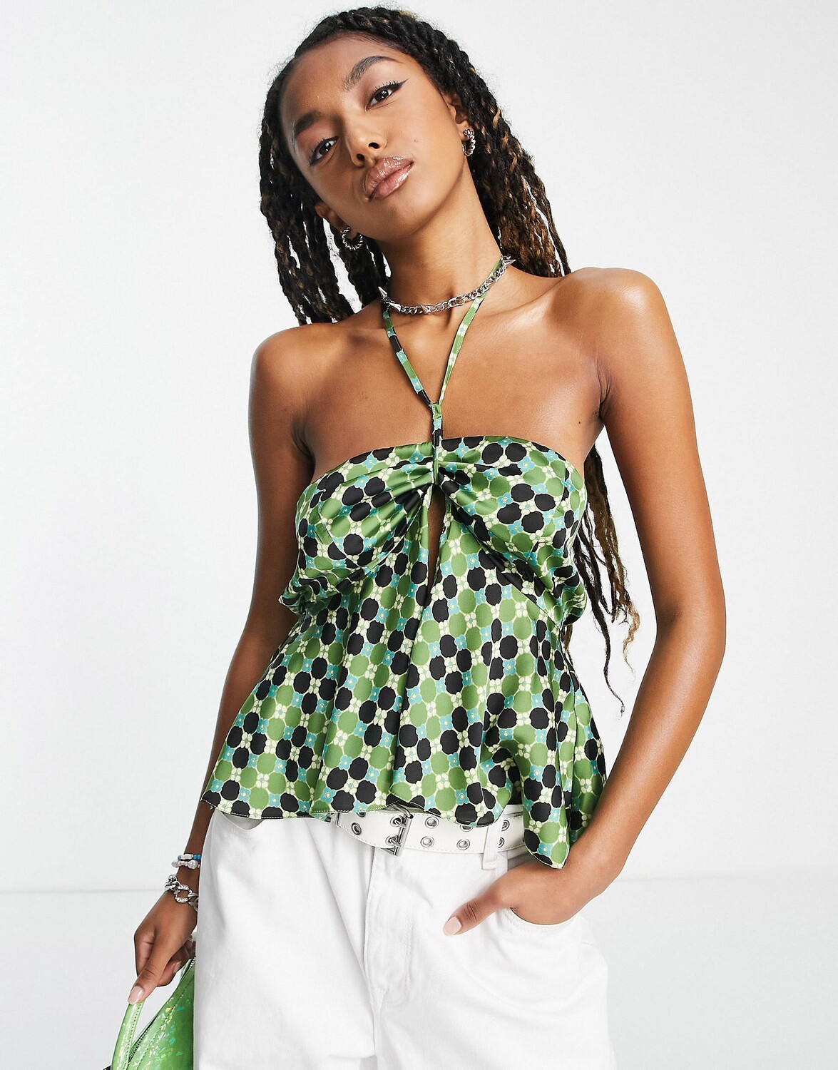 

Зеленая майка с короткими рукавами Topshop
