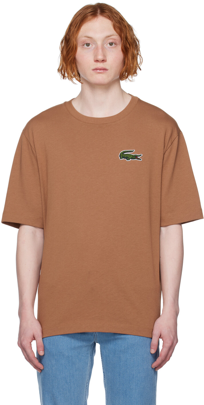 

Коричневая свободная футболка Lacoste