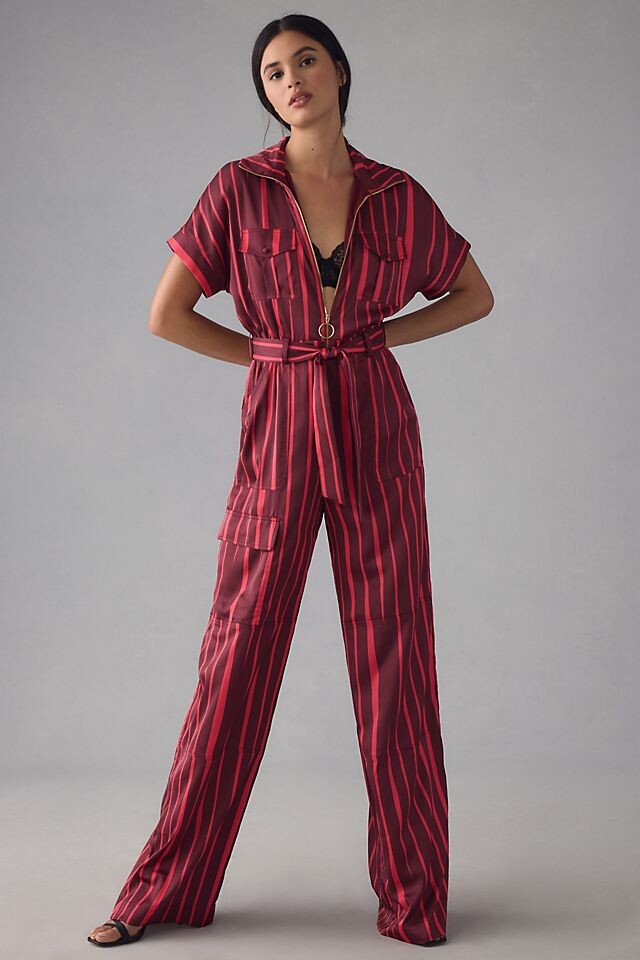 

Комбинезон Hutch с молнией спереди, цвет wine stripe
