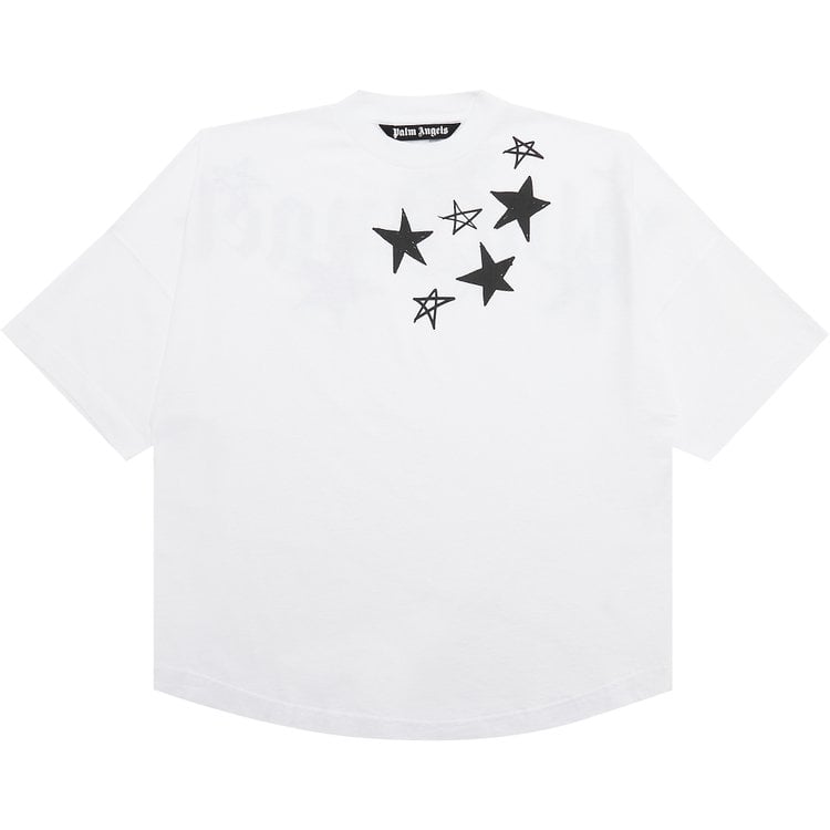 Футболка Palm Angels Shooting Stars Overlogo Tee 'White/Black', белый - фото