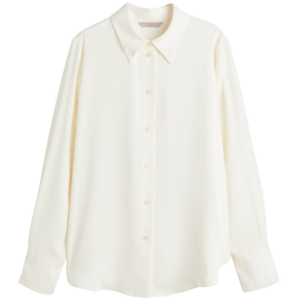 Рубашка H&M Pointed-collar, кремовый