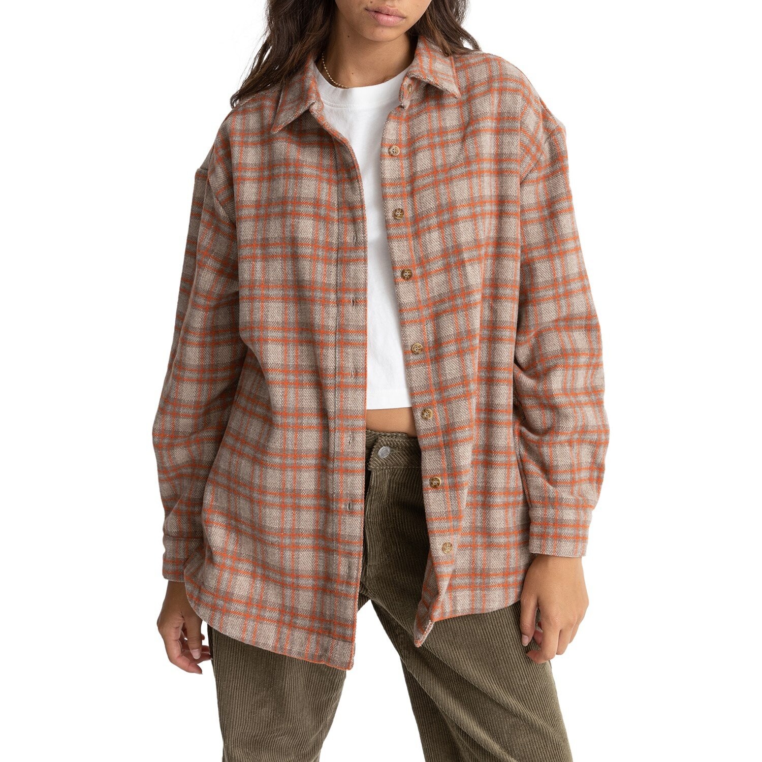 Рубашка Rhythm Flannel Oversized, оранжевый