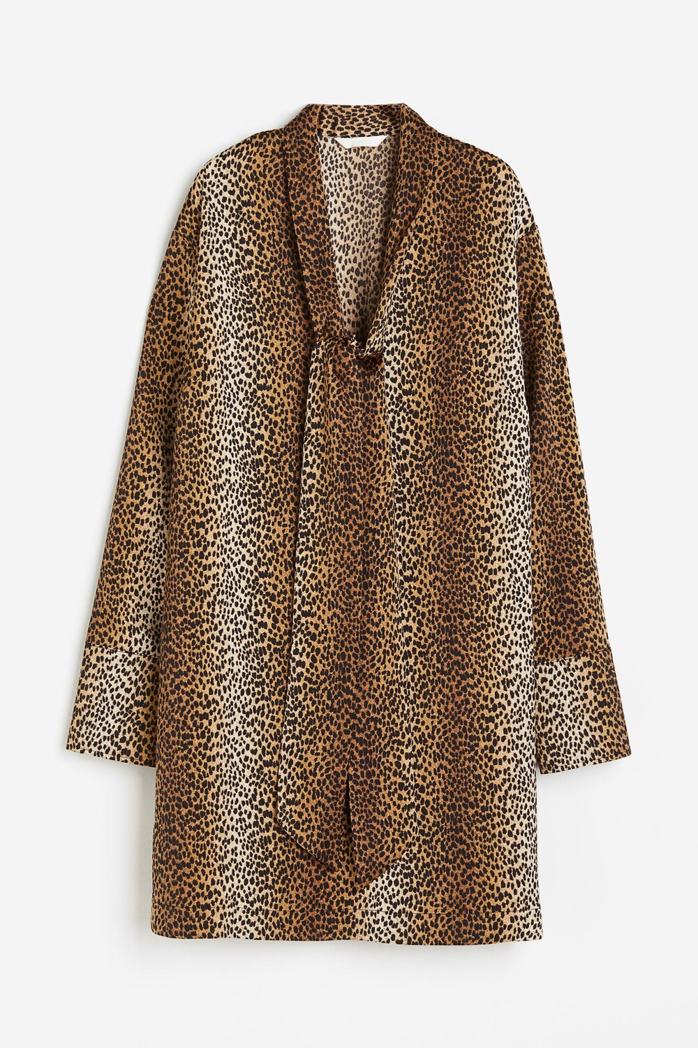 

Платье H&M Tie-detail Satin, светло-коричневый/леопардовый принт