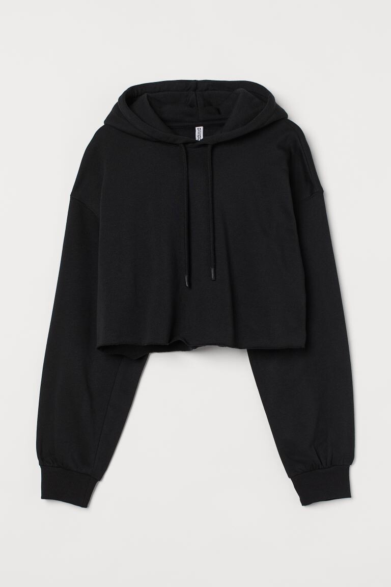 

Укороченная толстовка с капюшоном H&M, черный