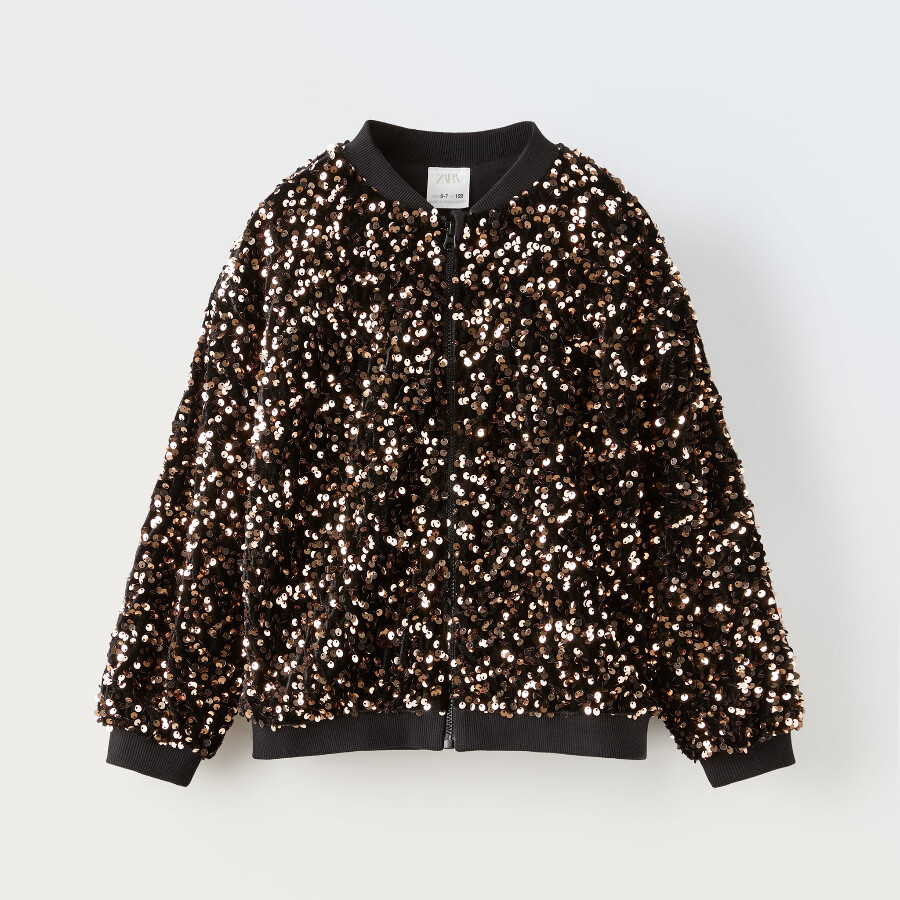 

Куртка-бомбер для девочки Zara Sequin, золотистый