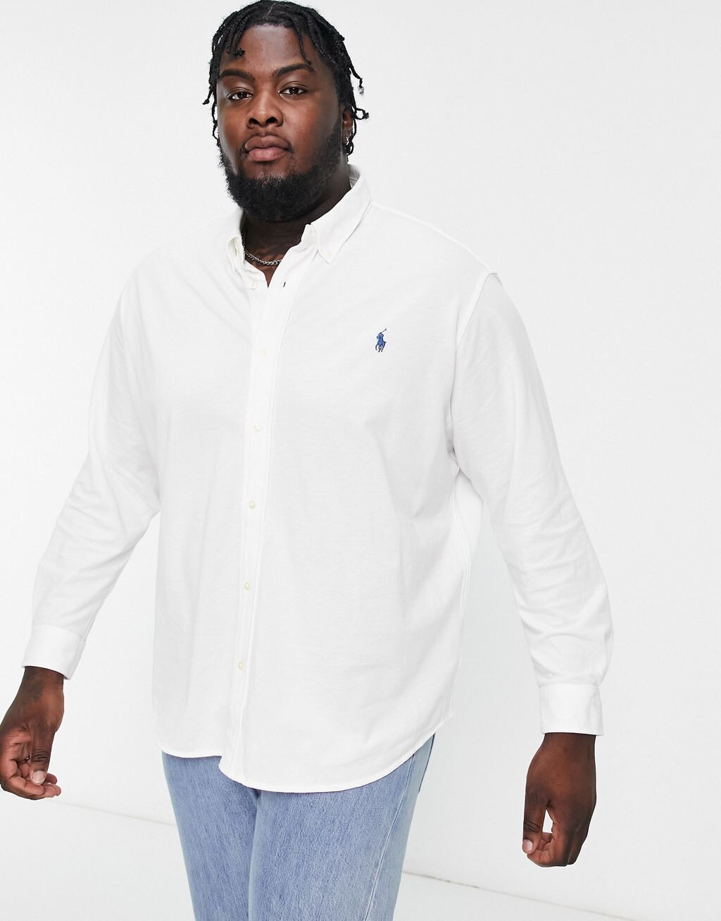 

Белая рубашка из пике с логотипом Polo Ralph Lauren Big & Tall