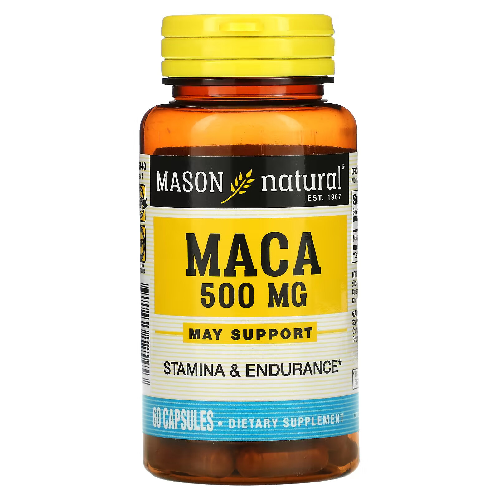 Mason Natural, Мака, 500 мг, 60 капсул mason natural клюква высококонцентрированная 60 капсул