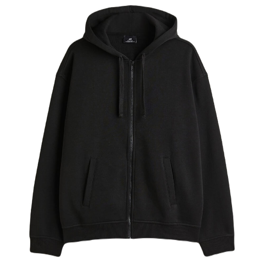 Худи H&M Relaxed Fit Hooded Jacket, черный - фото