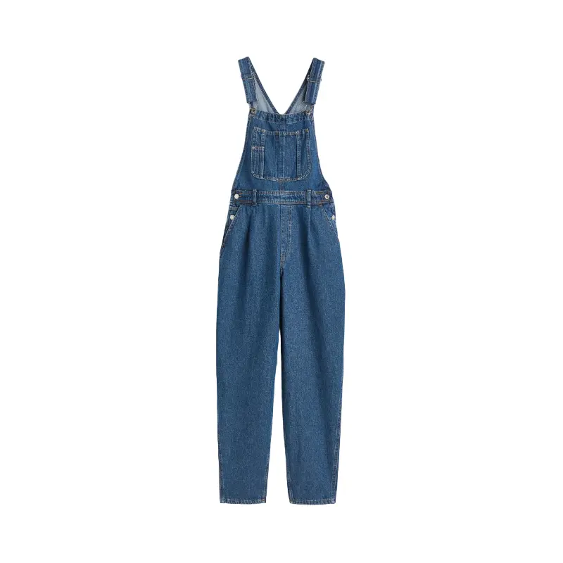 

Джинсовый комбинезон H&M Mom Fit Denim, темно-синий