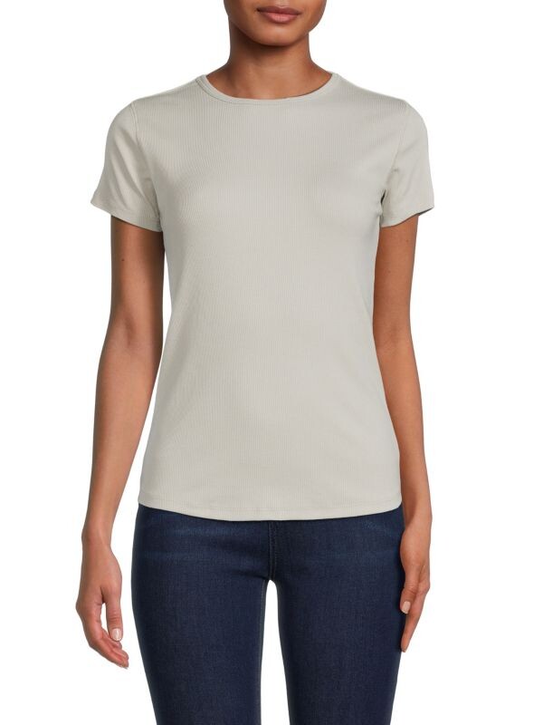 

Футболка в Рубчик Elie Tahari из хлопковой смеси, mineral grey