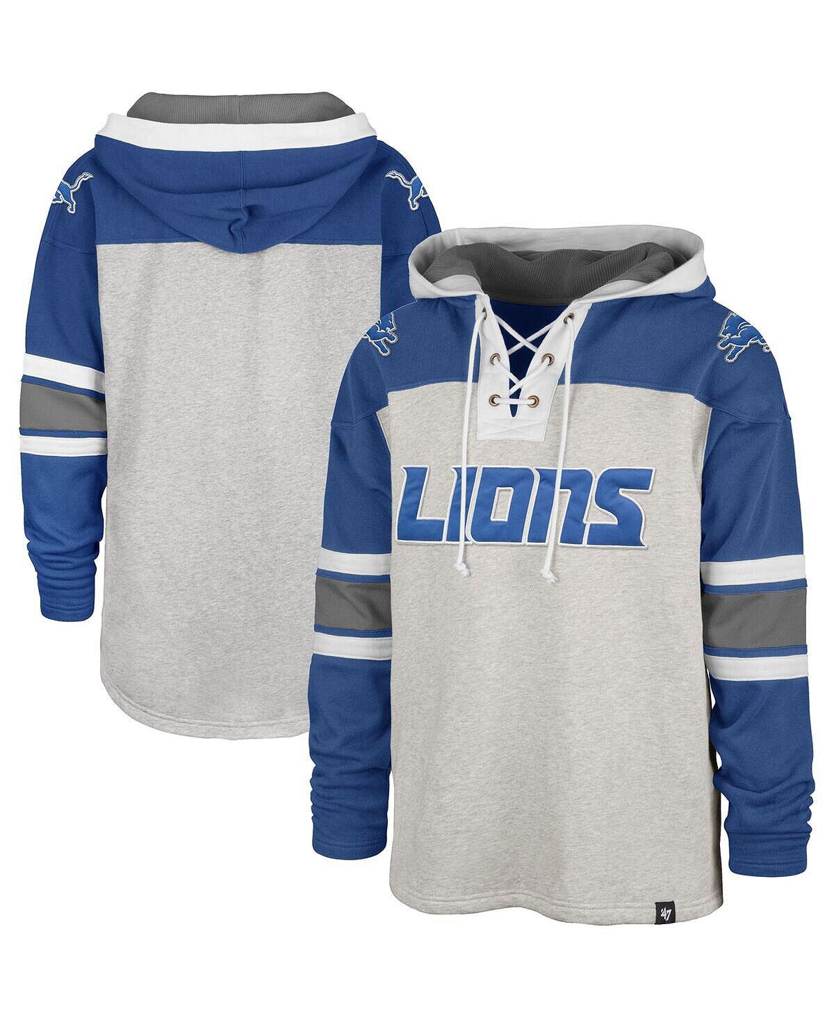 

Мужская худи '47 grey detroit lions gridiron со шнуровкой '47 Brand, серый