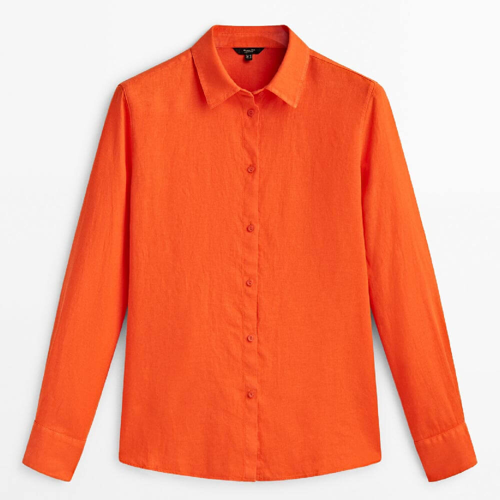 

Рубашка Massimo Dutti 100% Linen, ярко-оранжевый