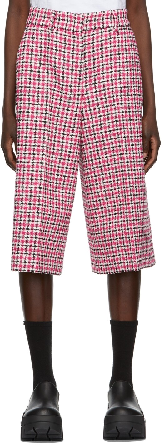 

Розовые твидовые длинные шорты в клетку MSGM