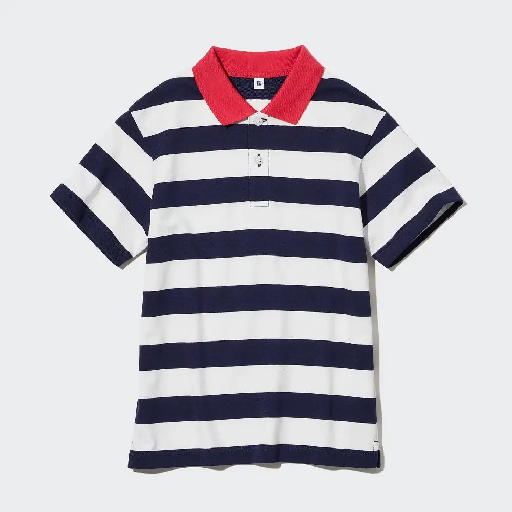 

Футболка-поло Uniqlo Kids Dry Pique Short Sleeved, темно-синий/белый