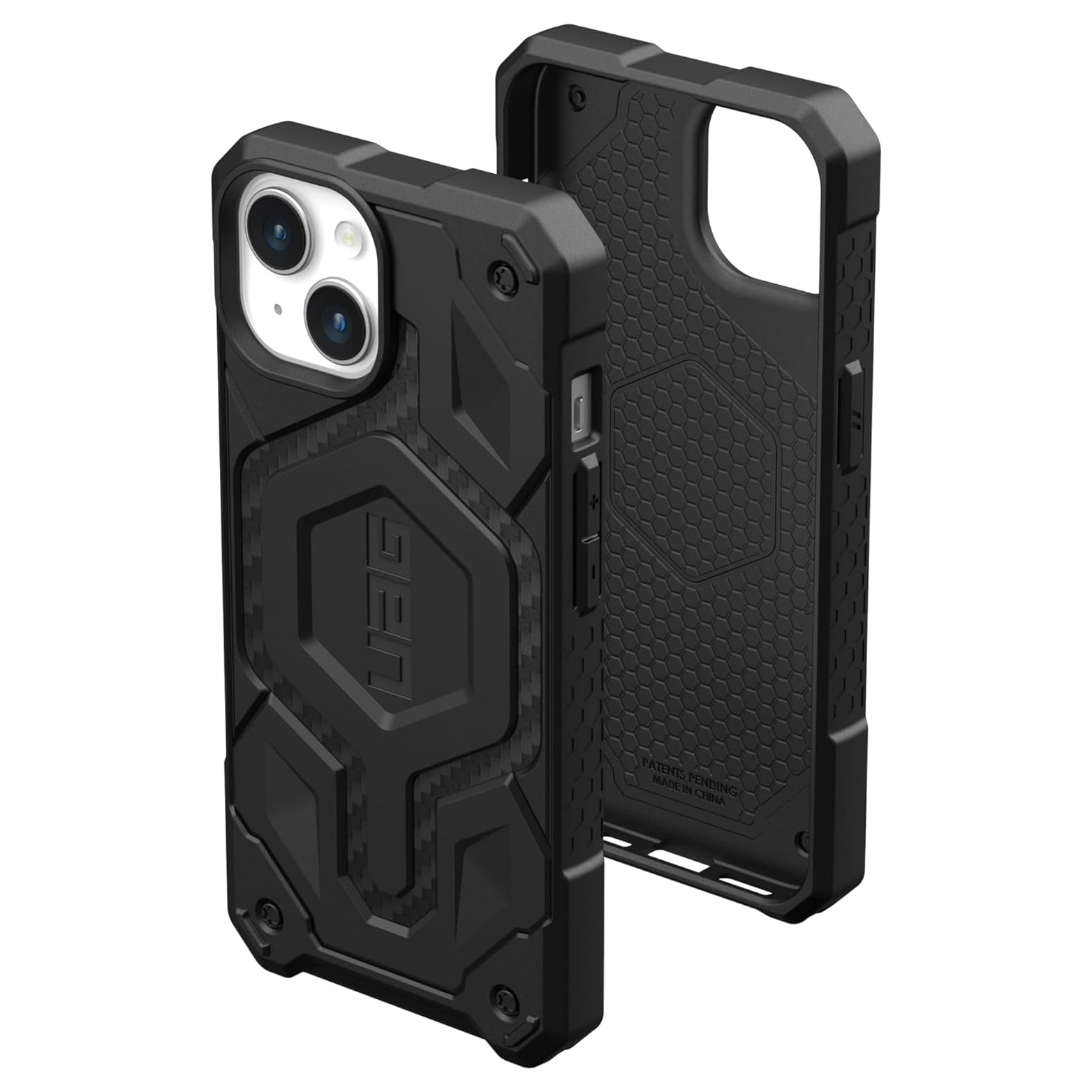 Чехол UAG Monarch Pro для iPhone 15 Plus, Carbon Fiber Black чехол uag monarch pro для iphone 15 pro carbon fiber