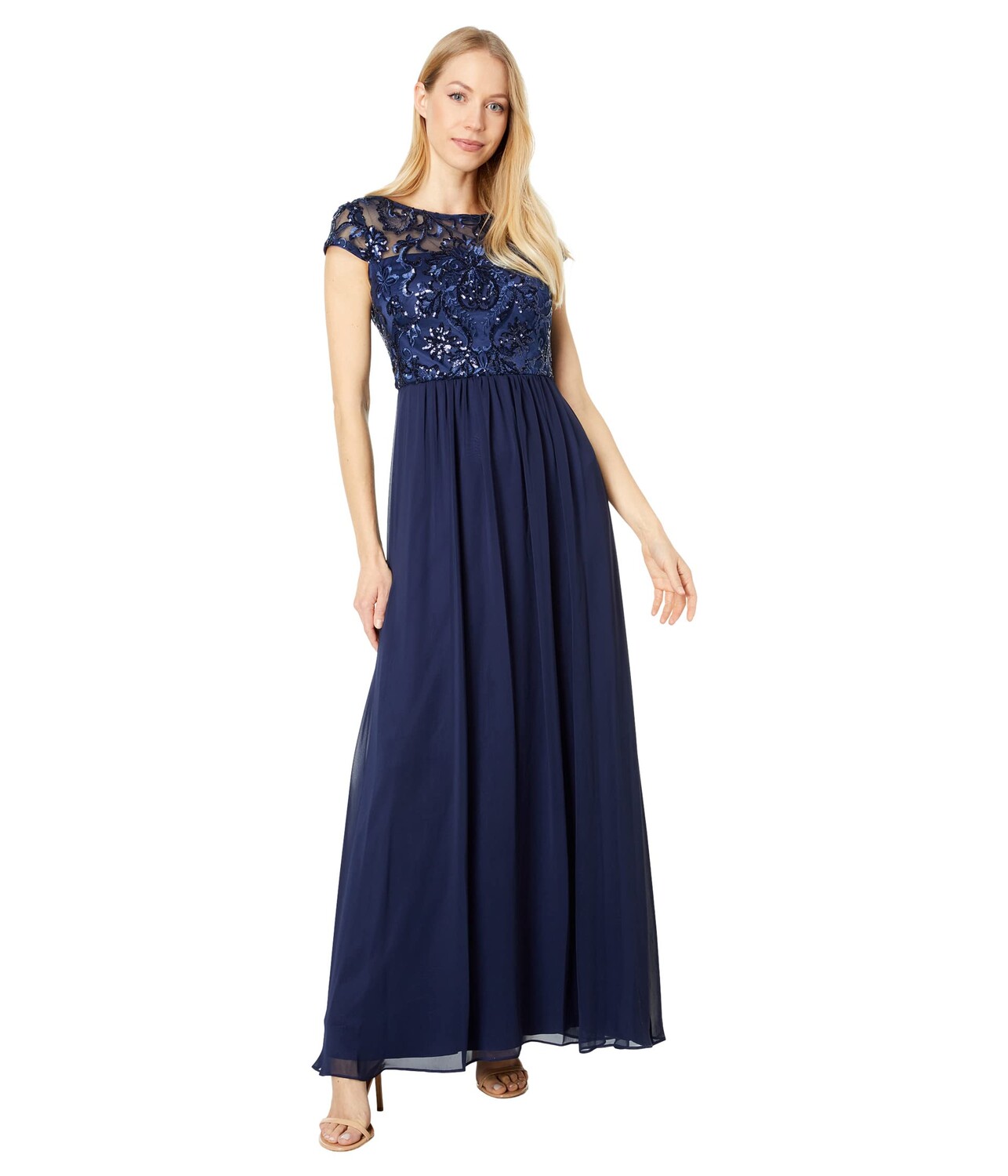 

Платье Vince Camuto, Sequin Bodice Gown with Chiffon Skirt