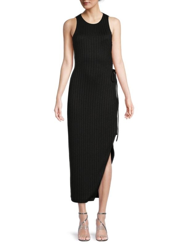

Платье в рубчик с вырезом BCBGMAXAZRIA Black