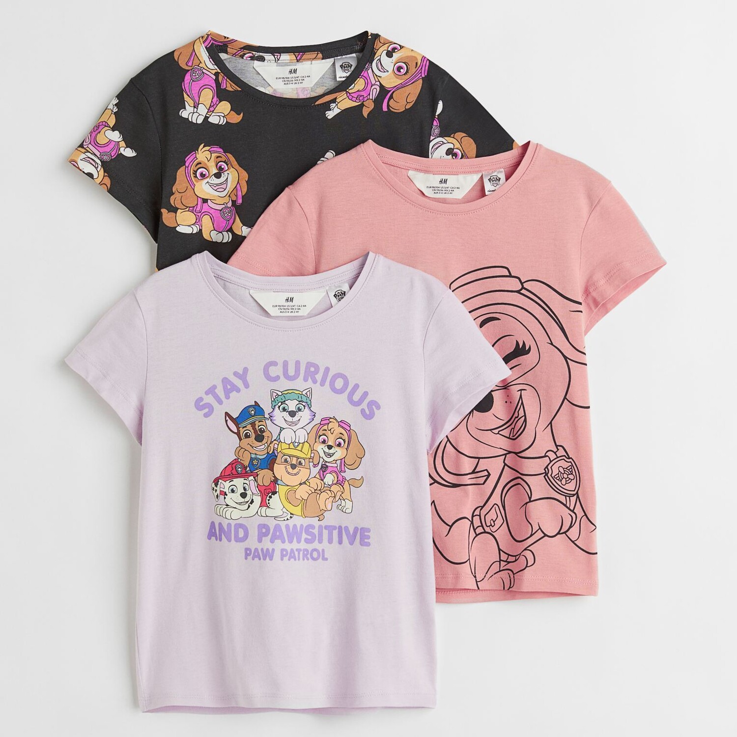 

Комплект из 3 топов с принтом H&M Paw Patrol, светло-фиолетовый