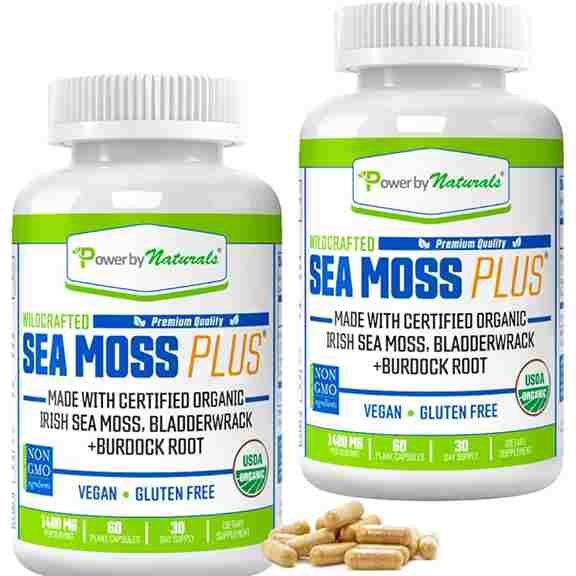 Комплекс с морским мхом Power By Naturals Sea Moss Plus, 2 упаковки по 60 капсул flos пузырчатка 50 г