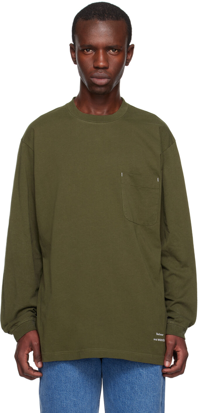 

Футболка с длинным рукавом цвета хаки и странствий Barbour