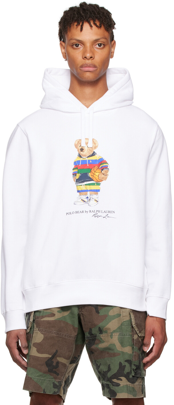

Белая толстовка с капюшоном \Медведь-поло\"" Polo Ralph Lauren
