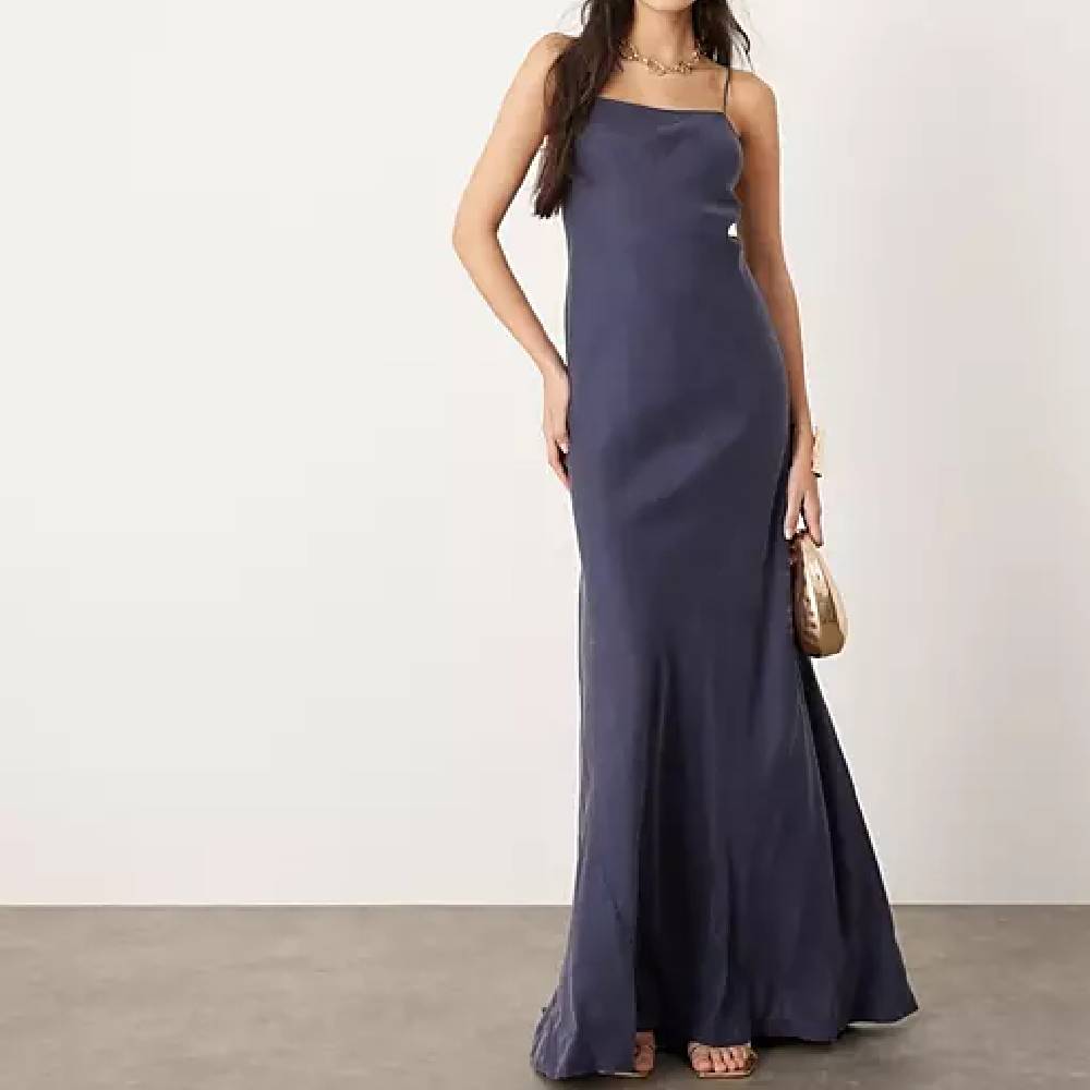 Платье Asos Edition Maxi Cupro, темно-синий inspire платье с косым вырезом сбоку лайм