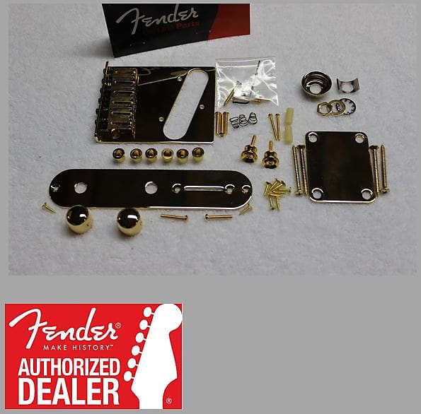 FENDER American Telecaster Gold Body Hardware Set Modern 6 Saddle Bridge USA Tele 099-0807-200 - фото