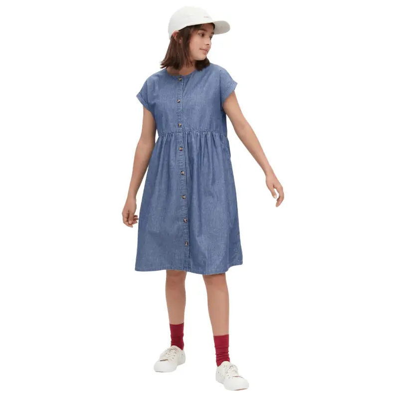 

Платье Uniqlo Girls Chambray Gathered Short Sleeved, синий