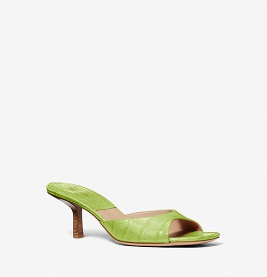 

Мюли на каблуке с тиснением под крокодила Michael Kors Anita Crocodile Embossed Leather, зеленый