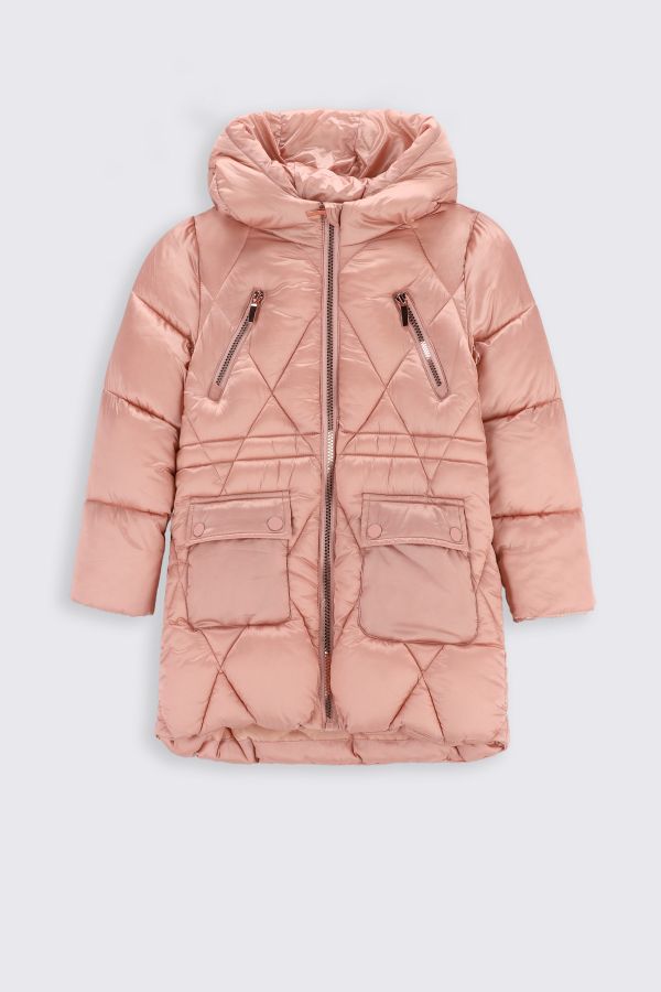 Зимнее пальто Coccodrillo розовая толстовка с капюшоном