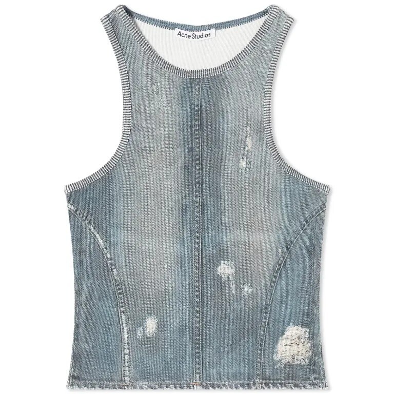 

Топ Acne Studios Denim Print Crop, синий
