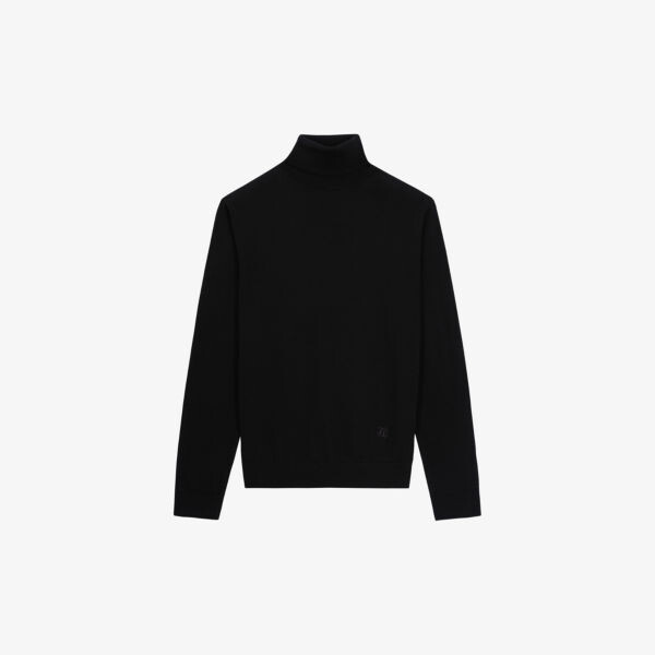 

Шерстяной джемпер классического кроя с высоким воротником The Kooples, черный