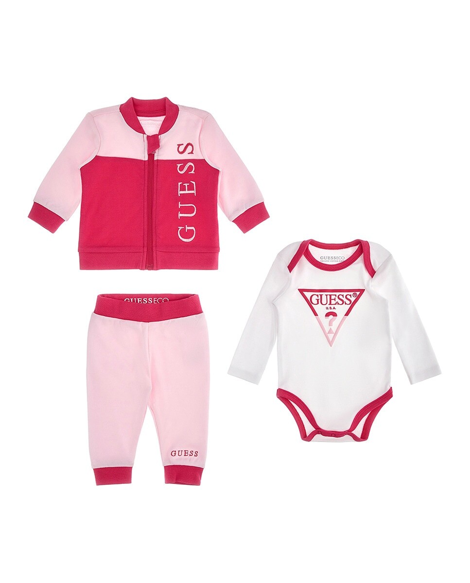 

Комплект из куртки, боди и брюк Guess, фуксия