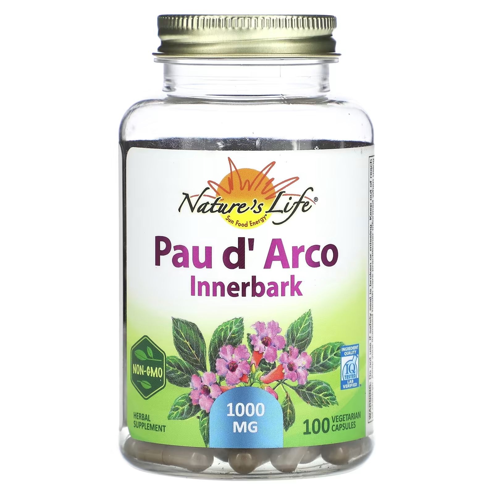 цена Nature's Herbs Pau d' Arco Innerbark 1000 мг 100 вегетарианских капсул (500 мг на капсулу)
