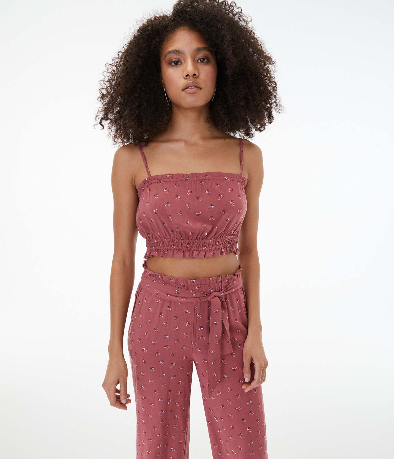 

Укороченная майка Tiny Flower со сборками Aeropostale, розовый