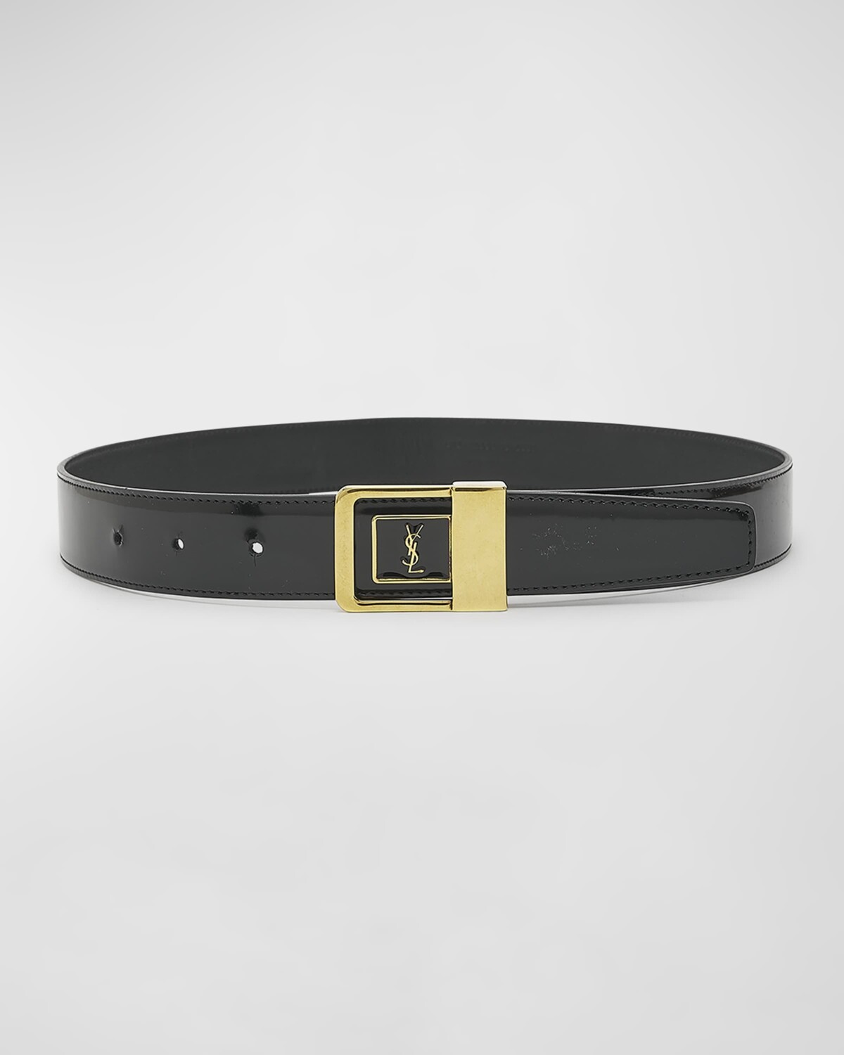 Ремень YSL из лакированной кожи Saint Laurent, цвет Black