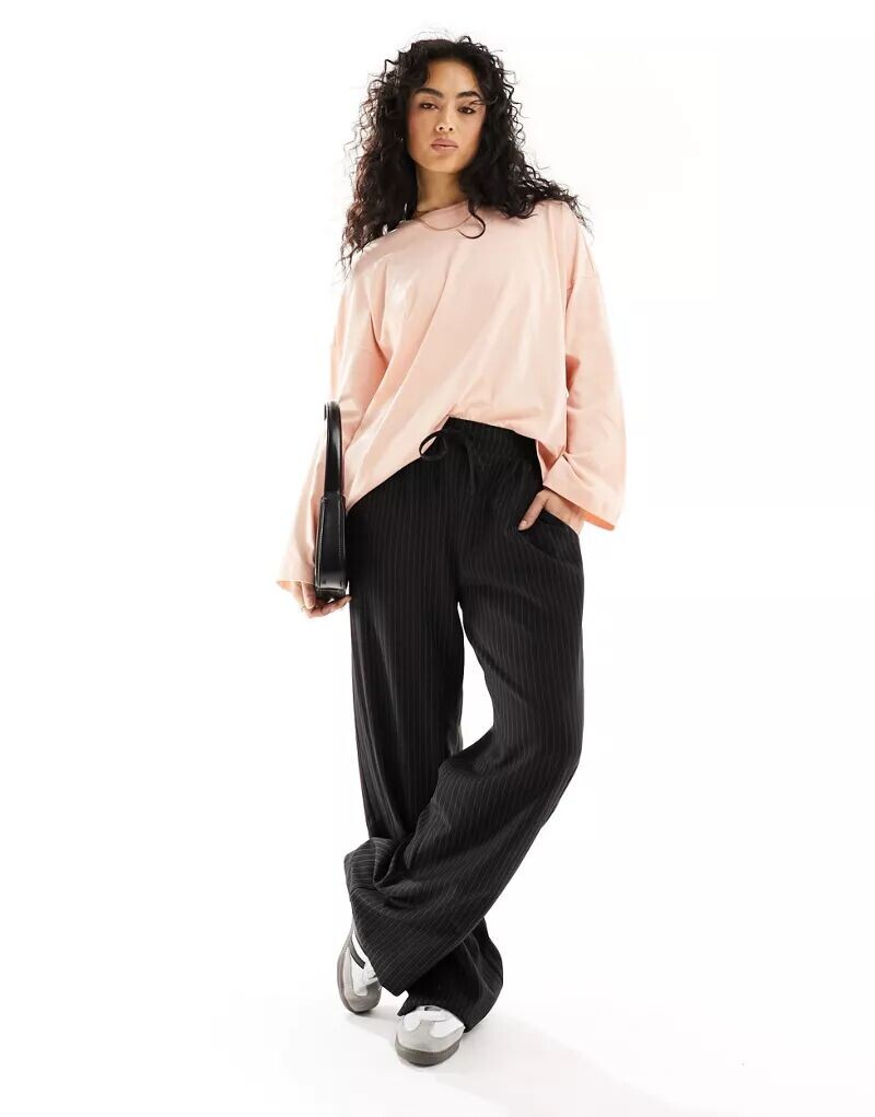 

Розовая футболка с длинным рукавом Only oversized