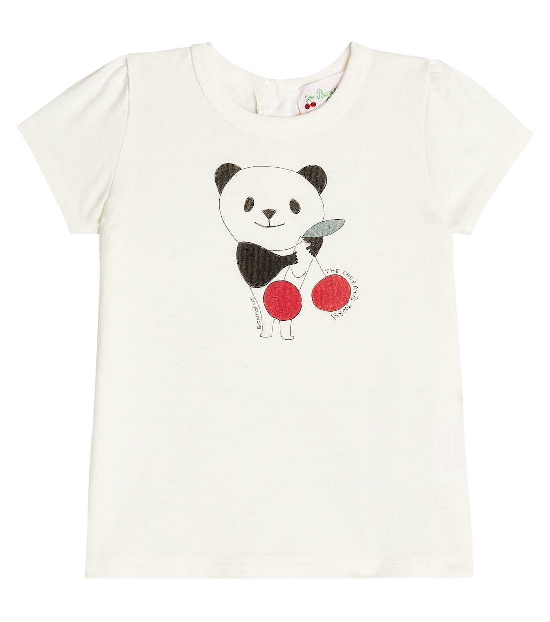 Хлопковая футболка с принтом baby cira Bonpoint, белый