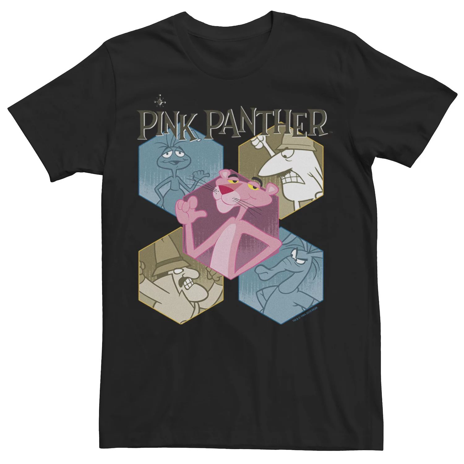 цена Мужская футболка с шестиугольным портретом и рисунком Розовая Пантера Licensed Character, черный