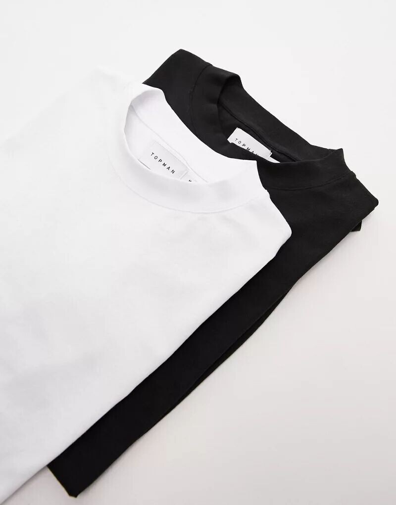

Комплект из 2 футболок оверсайз белого и черного цветов Topman, Серый