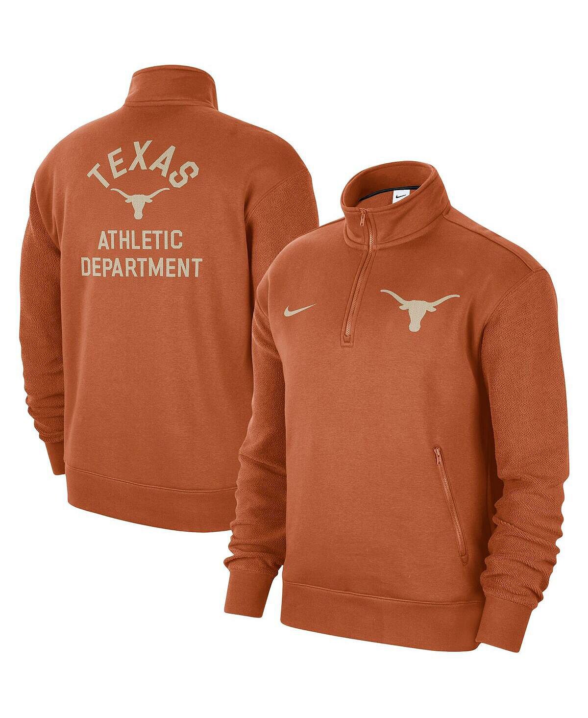 

Мужская толстовка с молнией на четверть оранжевого цвета Texas Longhorns Campus Athletic Department Nike, Оранжевый