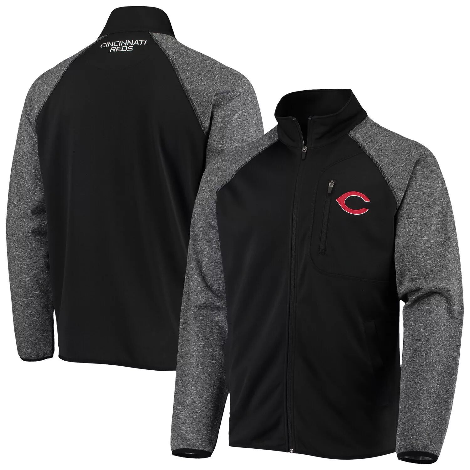 

Мужская спортивная куртка Carl Banks Black Cincinnati Reds Freestyle Transitional реглан с молнией во всю длину G-III