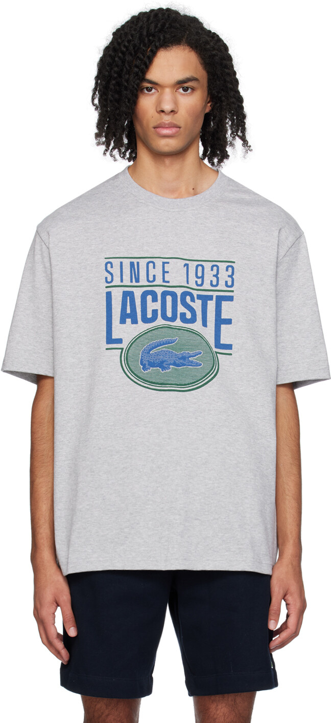 

Серая футболка с графическим рисунком Lacoste