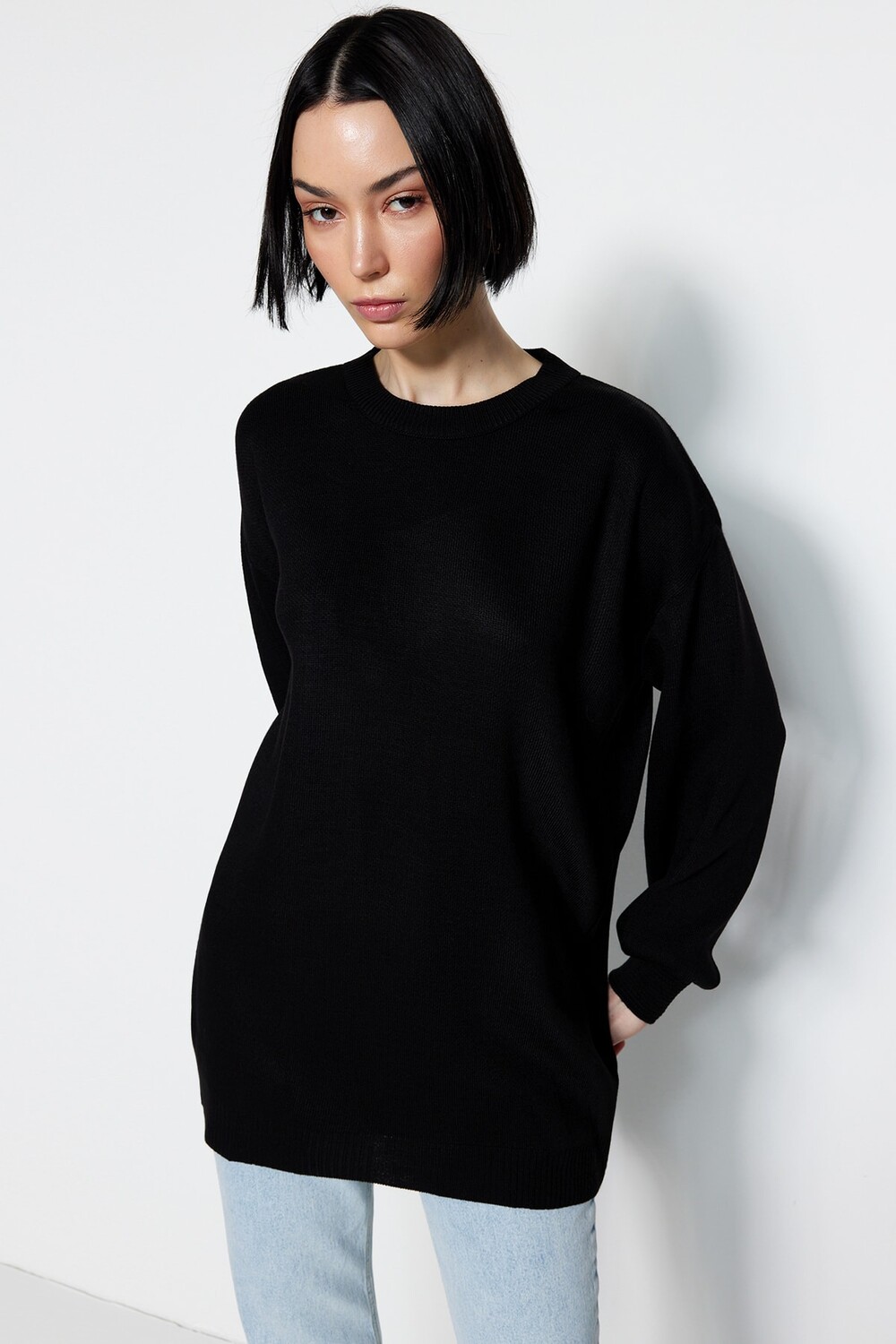 

Черный вязаный свитер Trendyol Modest