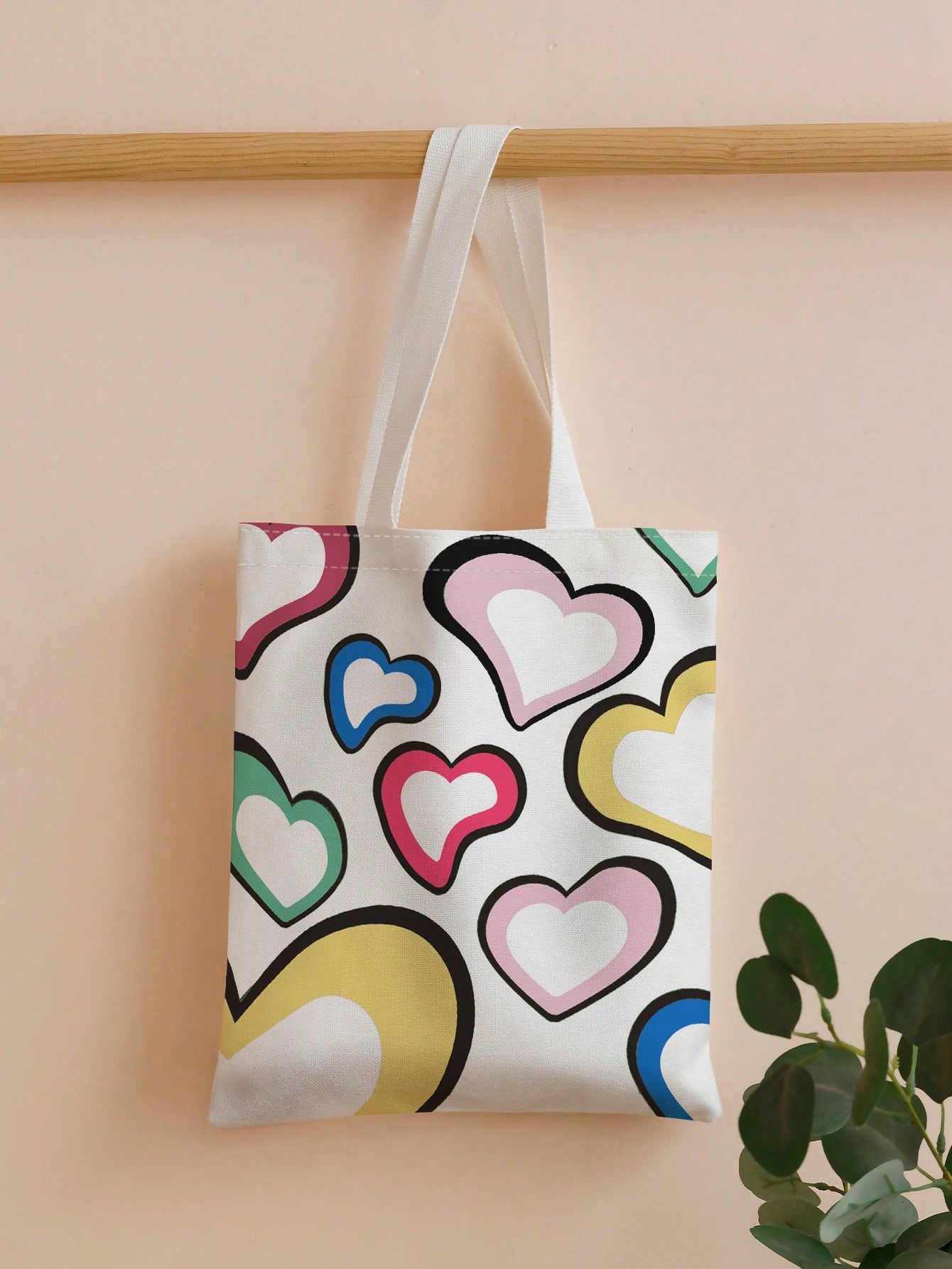 Сумка-шоппер с принтом в виде сердца, многоцветный сумка шоппер повседневная текстиль белый