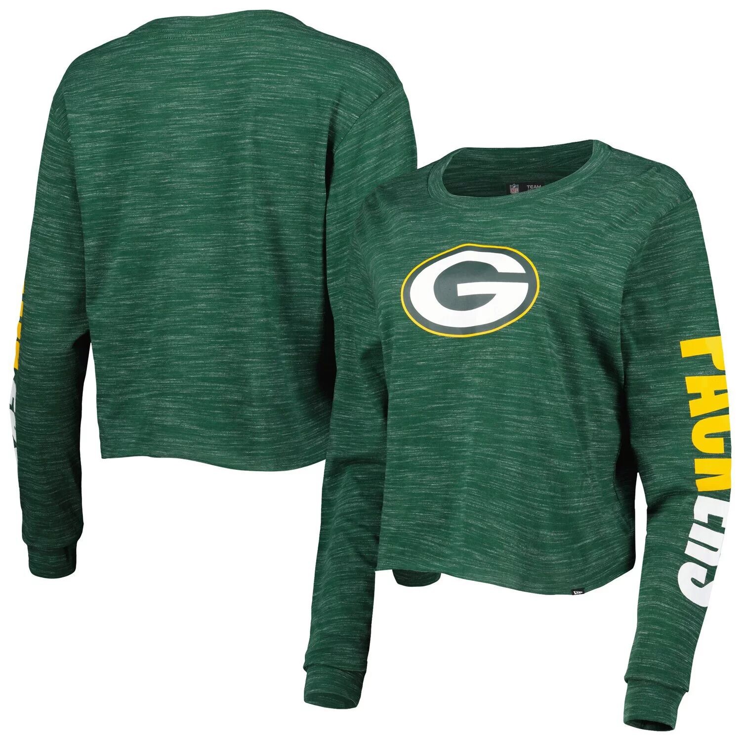 

Женская укороченная футболка с длинными рукавами New Era Green Green Bay Packers New Era