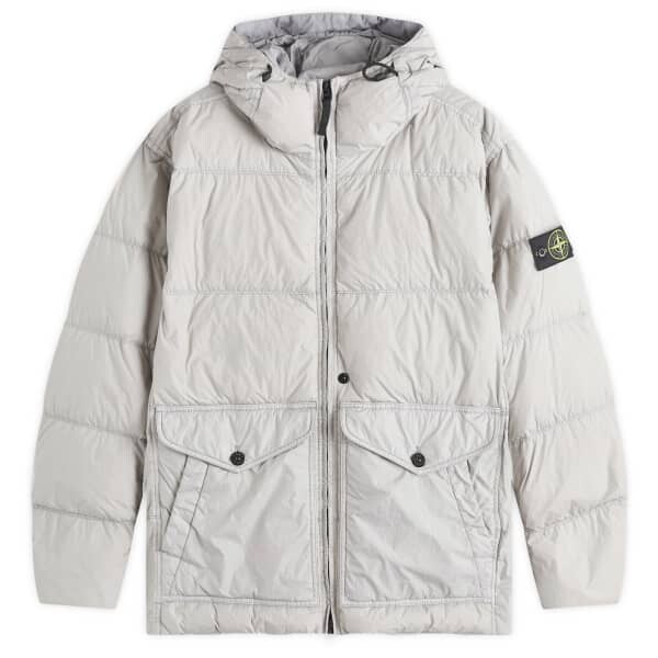 

Куртка-Пуховик с капюшоном Crinkle Reps Stone Island, серый